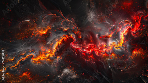 Abstract dark flame background, glowing space, heat temperature