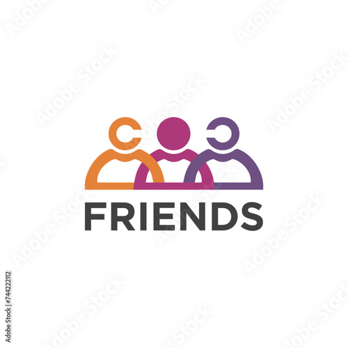 friends logo. People teamwork concept symbol. 3 people