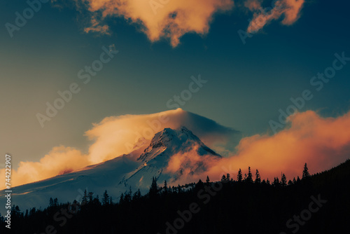 Mt Hood surrounded by clouds