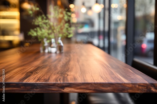 Elegant and stylish rich warm brown wood table top with a smooth finish and intricate natural wood grain patterns, perfect for adding a touch of sophistication to any space.