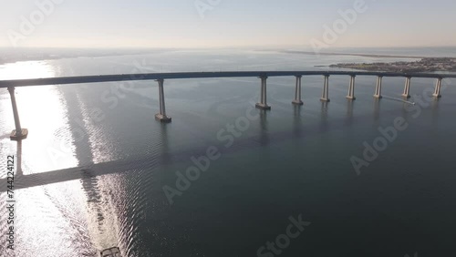 Wallpaper Mural Coronado Bridge over San Diego Bay, as sunshine reflects off the water, aerial wide shot  Torontodigital.ca