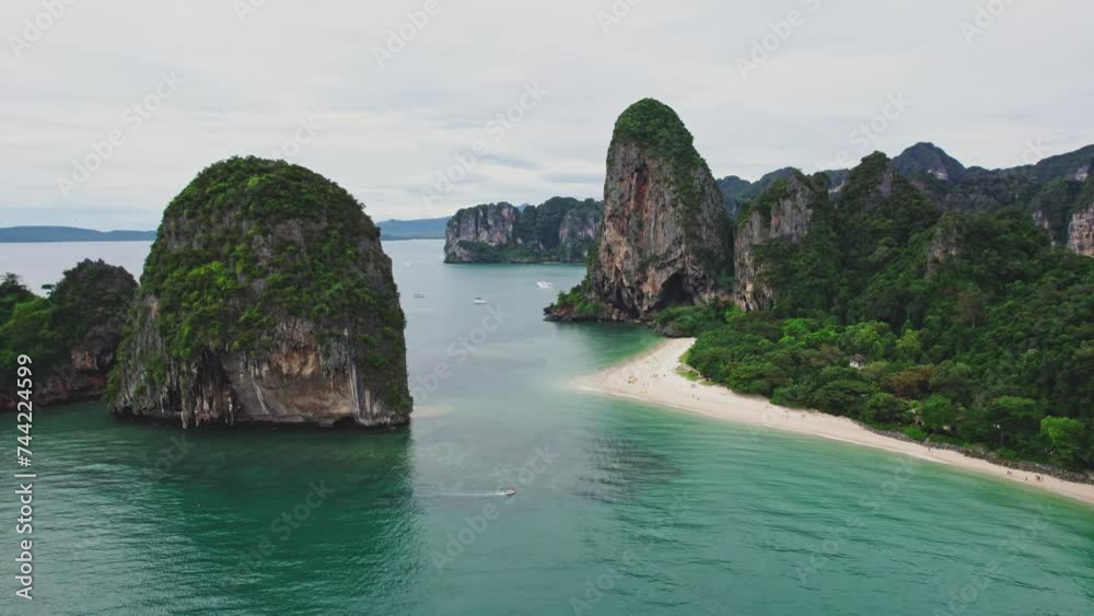 Aerial View of Phra Nang Beach in Railay, Krabi, Thailand. Aerial View of Phra Nang Beach in Railay, Krabi, Thailand.