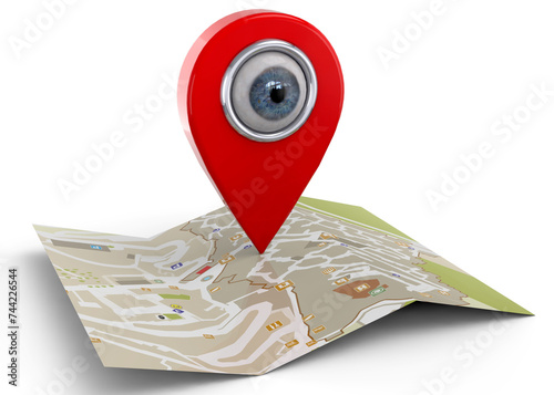 No privacy - Spy on location with GPS - 3D Concept