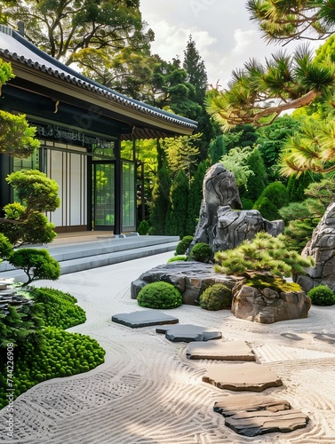 Tranquil Japanese Garden Aesthetics. Generative ai