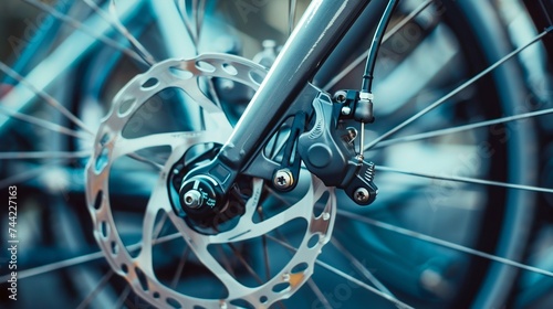 Close-Up of Bicycle Disc Brake System. Generative ai