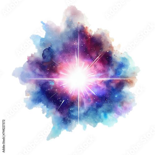 Illustration d'une Supernova - Style Aquarelle Réaliste - Fond Blanc - Généré par IA
 photo
