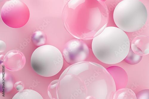 background with pink color bubbles and pearl