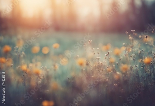 Blurred spring meadow in early morning