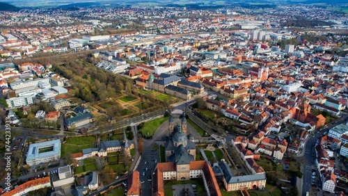Aerial view of the old town of Fulda in Hessen Germany on a sunny day in winter	 photo