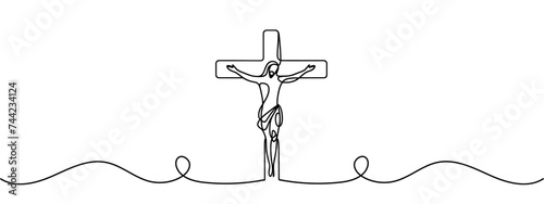 continuous line of Jesus christ.one line drawing of the Lord jesus being overtaken.line art of the event of the crucifixion of jesus christ