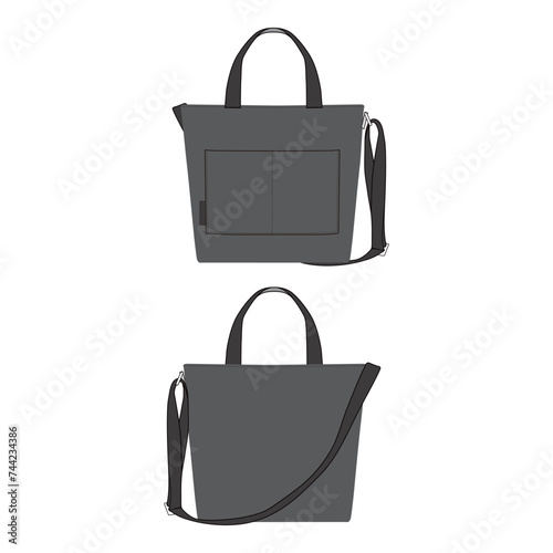 Canvas Tote Bag Design Flat Sketch Vector Illustration