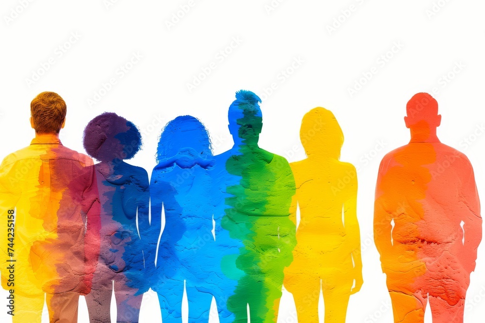 Obraz premium LGBTQ Pride glitchgender. Rainbow individualized colorful composed diversity Flag. Gradient motley colored bewitching LGBT rights parade festival lgbtq+ djs diverse gender illustration