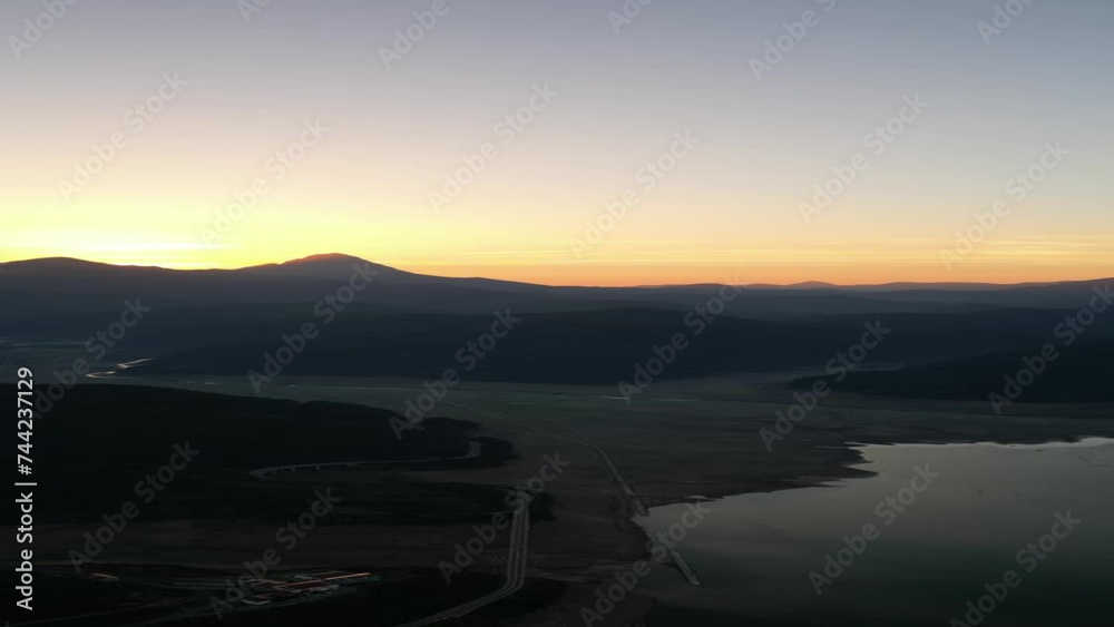 sunset over the lake, north of spain, picos de europa