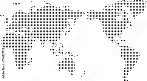 Fototapeta Naklejka Na Ścianę i Meble -  モノクロのドットの世界地図（日本中心）