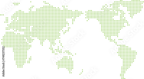 緑のドットの世界地図（日本中心）