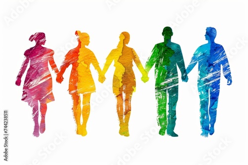 LGBTQ Pride jungle. Rainbow raspberry colorful pride representation diversity Flag. Gradient motley colored visionary LGBT rights parade festival flamboyant diverse gender illustration