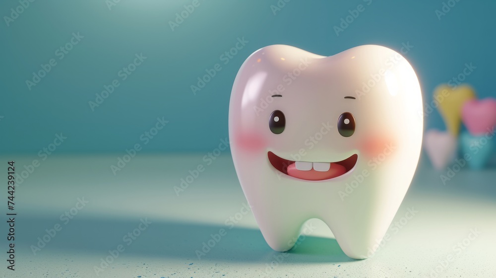 animation of a tooth, with a smile, concept of good oral health generative ai animation of a tooth, with a smile, concept of good oral health generative ai