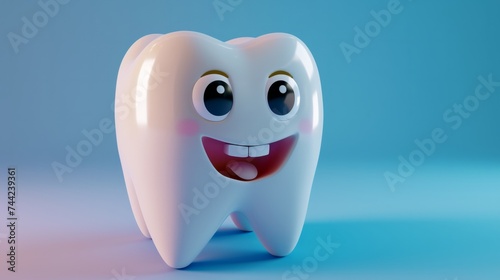 animation of a tooth, with a smile, concept of good oral health generative ai