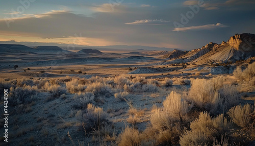 Beautiful desert landscape captured in the soft light of dusk.