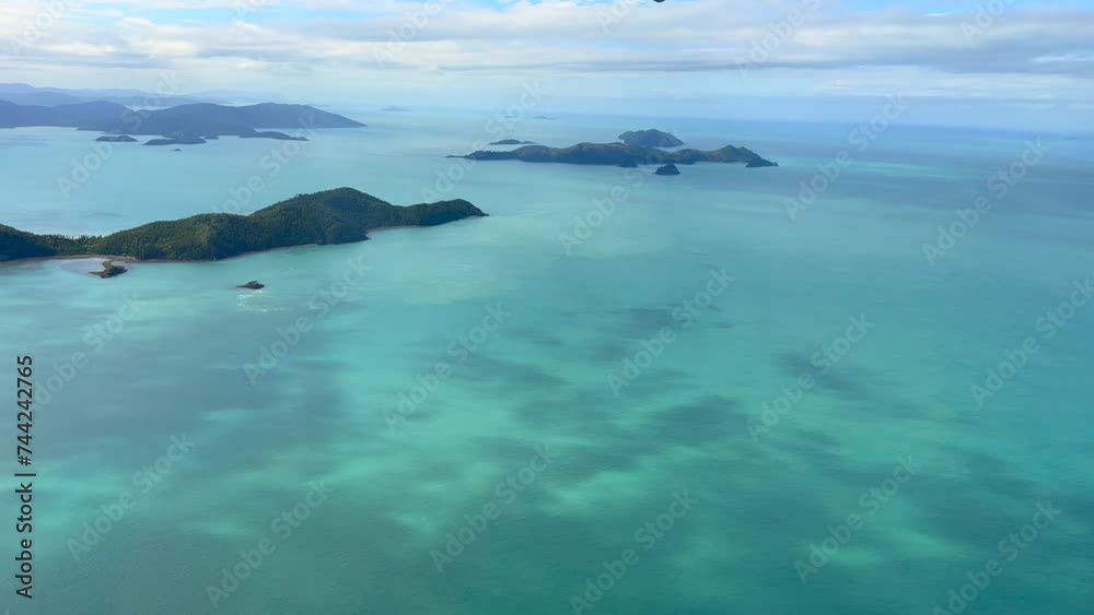 Aerial 4K of Whitsunday Islands in Queensland, Australia in December 2022