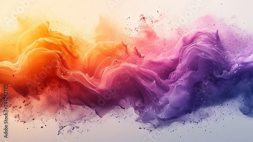 colorful paint splatter on a background, in the style of light yellow and dark violet, enchanting watercolors, abstraction. Generative AI