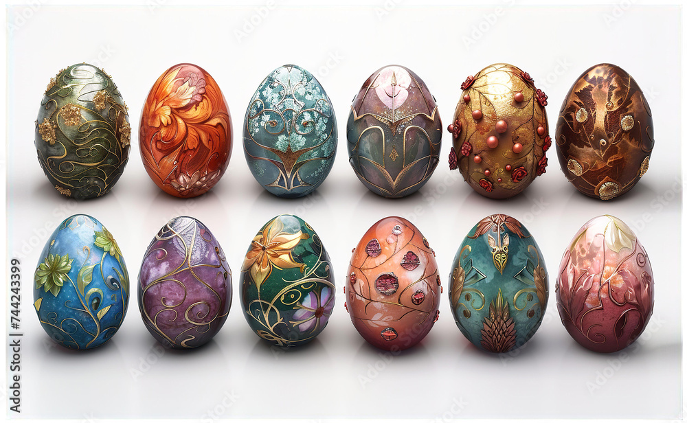 Set of beautifully decorated Easter eggs Set of beautifully decorated Easter eggs