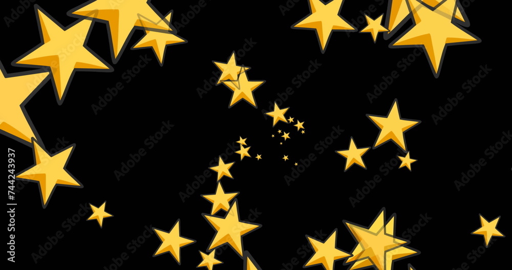 Obraz premium Image of moving stars on black background