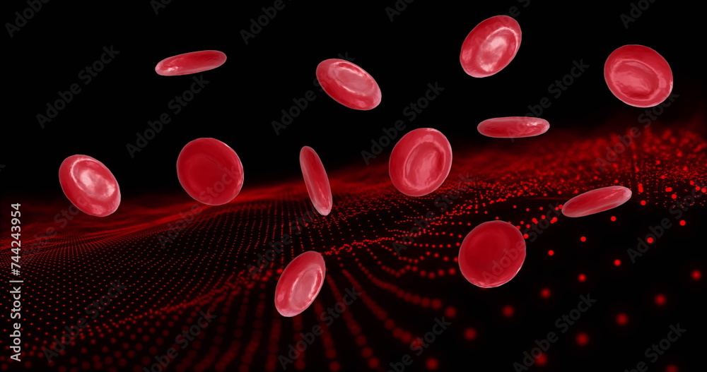 Image of micro of red blood cells on black background Image of micro of red blood cells on black background