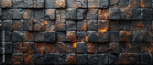 brick wallpaper for dark backgrounds, in the style of realistic photo, repetitive, black paintings. Generative AI