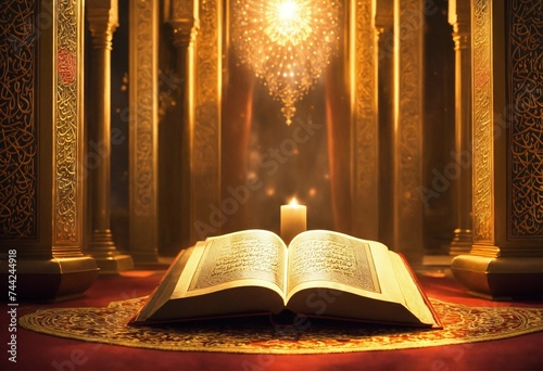 The holy Qur'an with candles