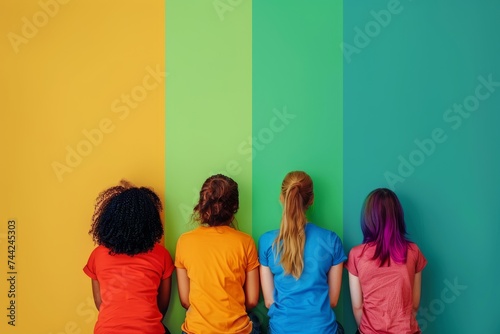 LGBTQ Pride performance. Rainbow respect colorful compassion diversity Flag. Gradient motley colored lesbian pride LGBT rights parade festival deep sky blue diverse gender illustration