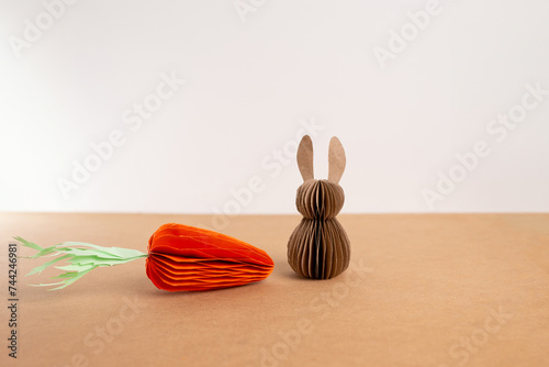 a paper carrot and bunny rabbit made paper