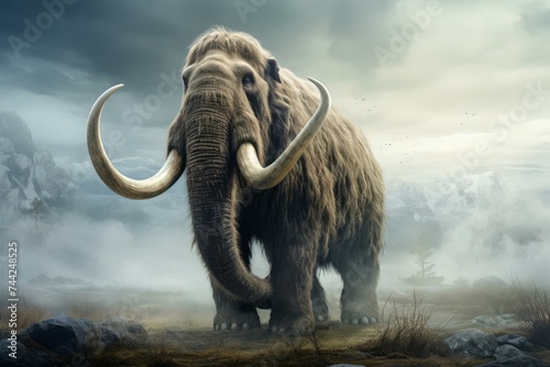Prehistoric mammoth person. Ancient nature animal. Generate Ai