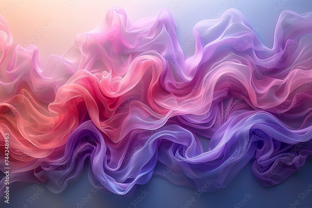 pink, purple and blue smoke on a purple and pink background, in the style of flowing fabrics, light sky-blue and dark gray, gossamer fabrics. Generative AI