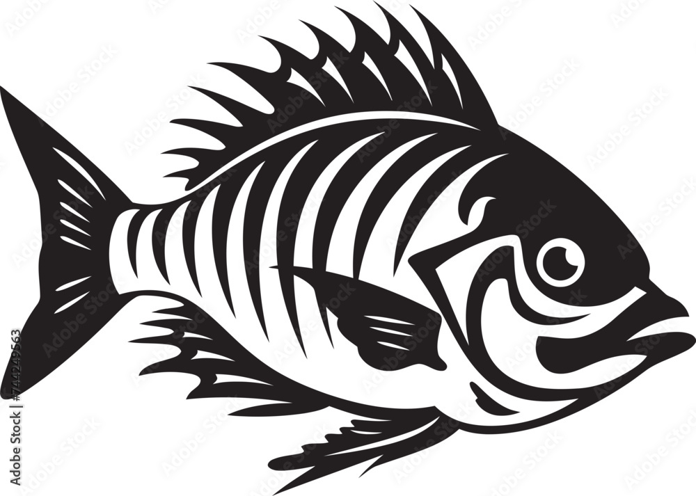 Fototapeta premium Streamside Silhouettes Tropical River Fish Vector Art Coastal Charm Black Vector Fish Designs