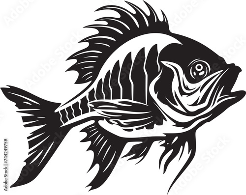 Whimsical Waters Tropical River Fish Vector Images in Black Coastal Cartoons Black Vector Fish Graphics Inspired by Tropical Vibes