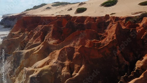 Aerial view of the cliffs and the beach of Morro Branco, Ceara, Fortaleza photo