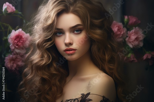 Wallpaper Mural Attractive Pretty woman glowing skin model. Female sensual. Generate Ai Torontodigital.ca