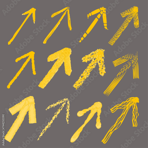 hand drawn yellow arrows  vector graphic resources