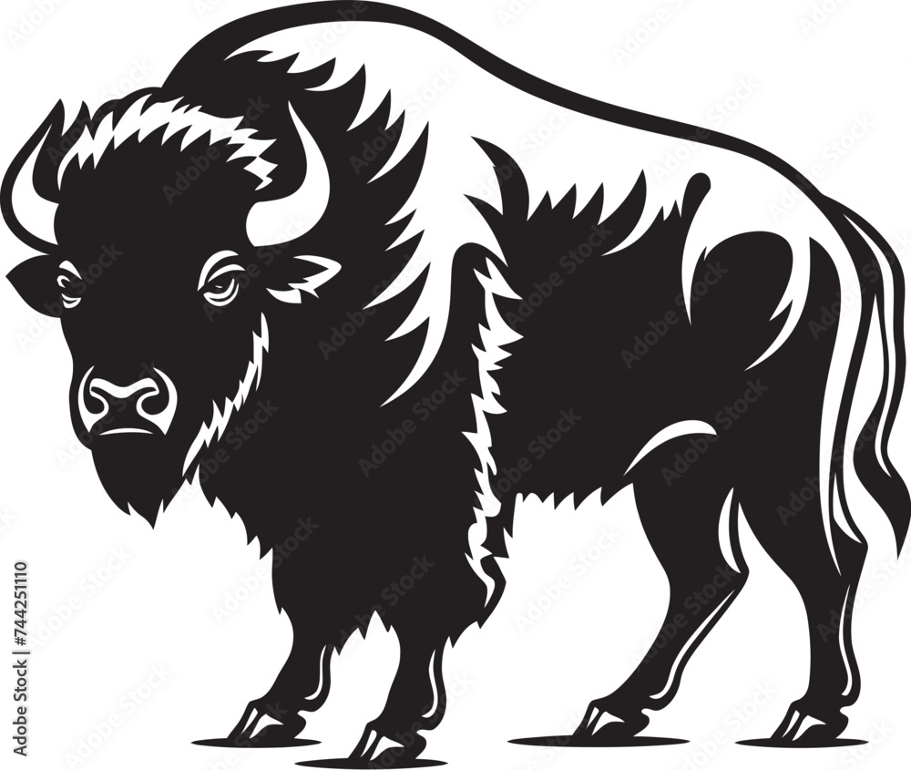 Obraz premium Bison on the Prowl A Black Logo Icon The Black Hooved Hero A Bison Logo Design