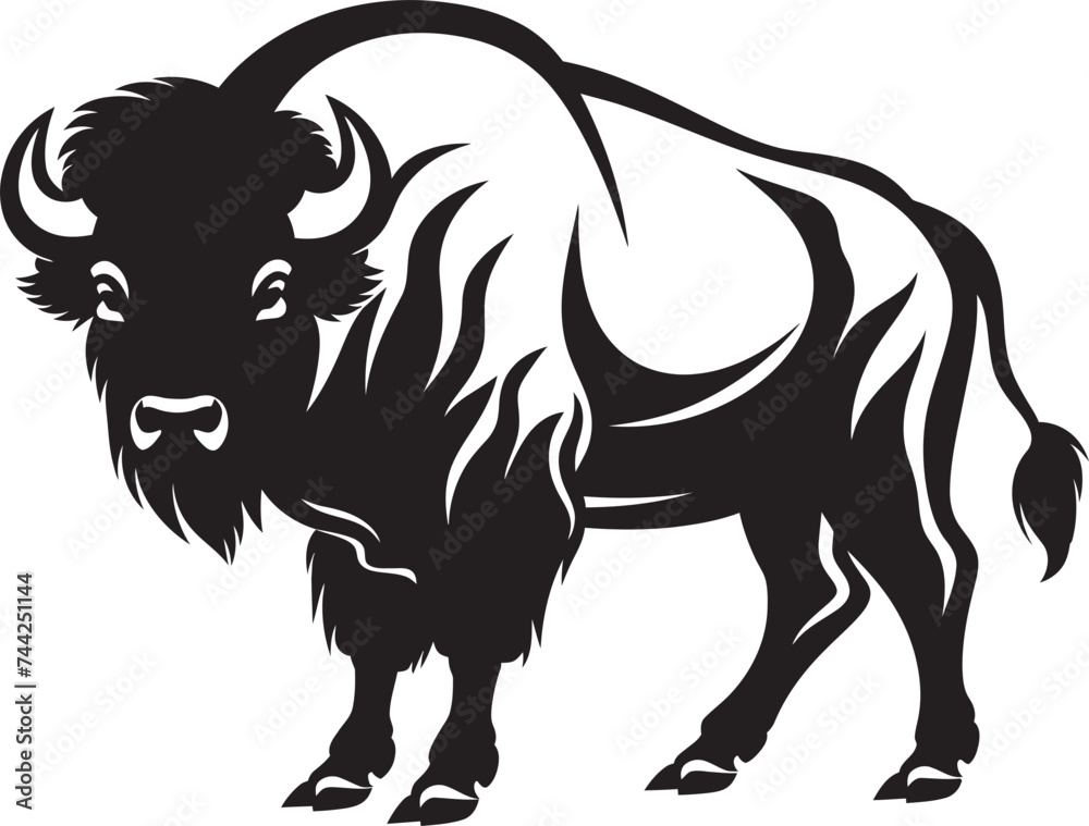 Modern Strength Black Bison Logo Sleek and Sophisticated Black Bison Iconography