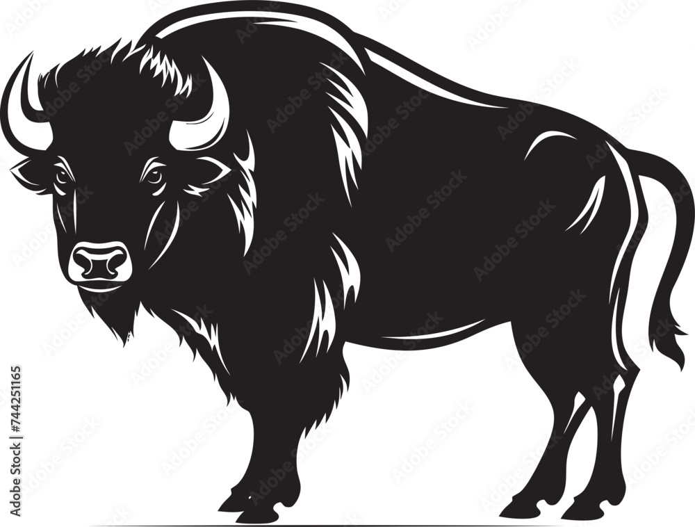 Obraz premium Strength and Stoicism Black Bison Logo Vector The Unwavering Bison Vector Logo Design