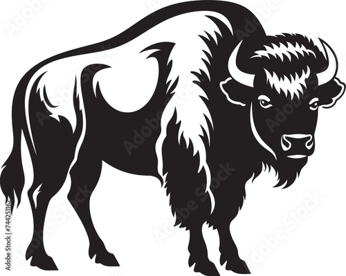 Bold Silhouette Bison Icon in Vector Strength and Stoicism Black Bison Logo Vector