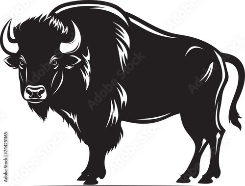 Strength and Stoicism Black Bison Logo Vector The Unwavering Bison Vector Logo Design