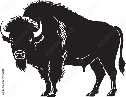 Horned Majesty A Black Bison Logo Design Echoes of the Wild Bison Icon in Vector