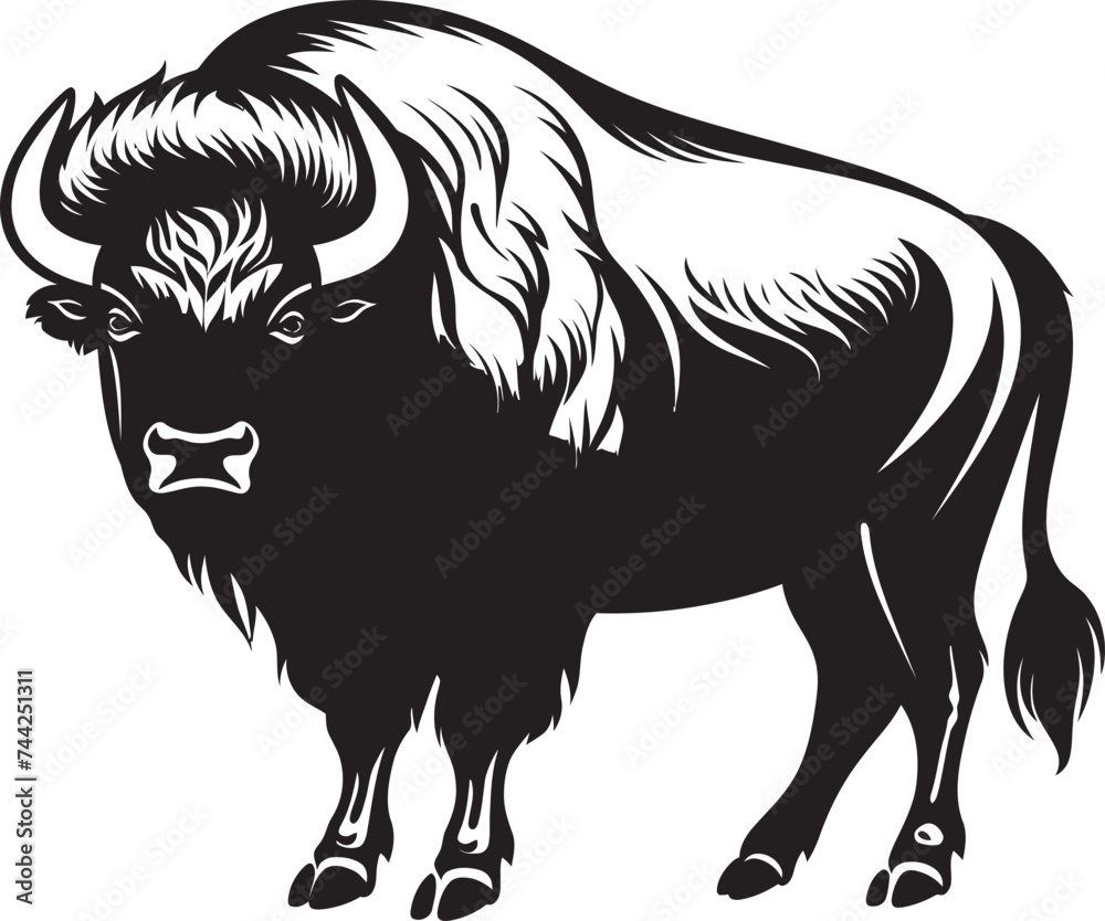 The Unstoppable Bison Icon in Vector Blazing the Trail Black Bison Logo Design