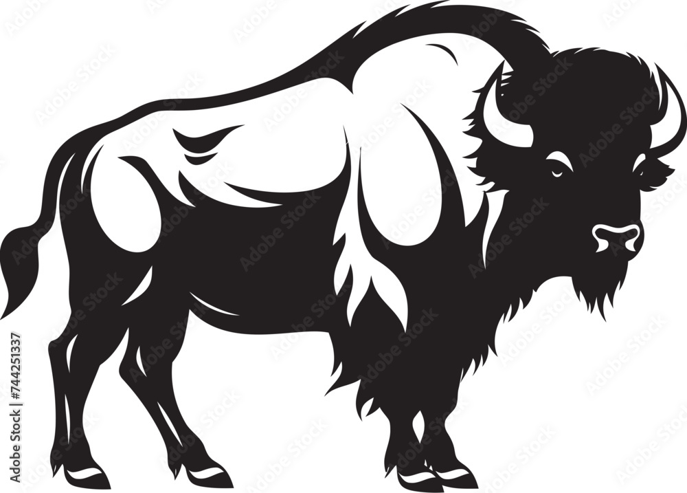 Bison Stampede A Powerful Vector Icon The Unyielding Black Bison Logo Design