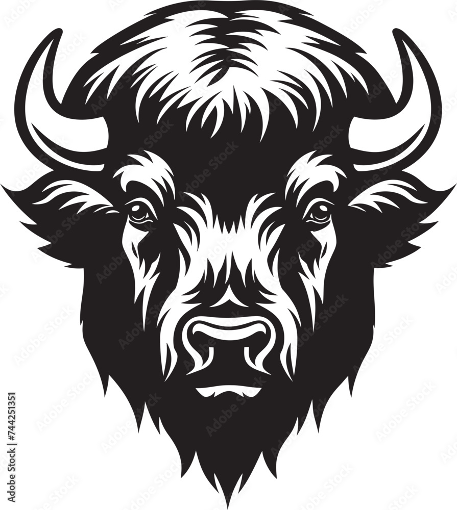 Black Diamond A Bison Icon in Vector Monolith of Might Black Bison Logo Design