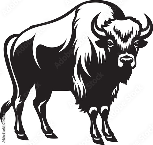 Symbol of the Untamed Bison Icon in Vector The Black Guardian A Bison Icon to Protect