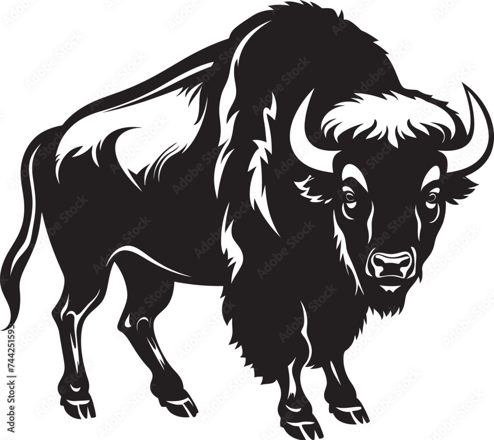 Stand Tall Black Bison Logo Bison Force Black Vector Design